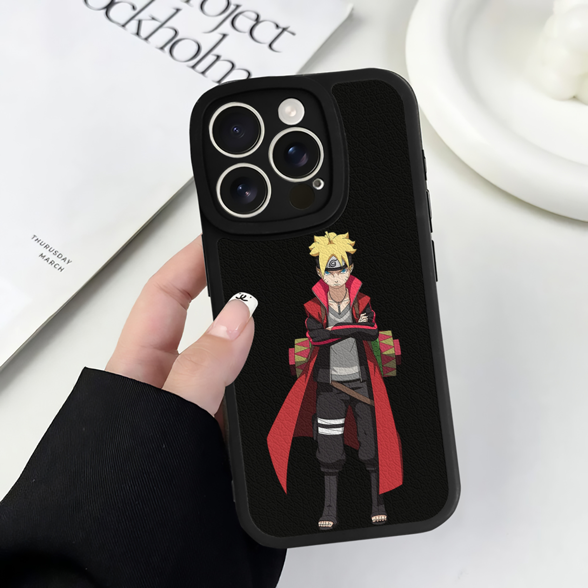 （画像用） NARUTO -ナルト- うずまき ボルト Uzumaki Boruto 【iPhone 16シリーズ対応】シリコンスマホケース（レザー調） 材質：シリコン